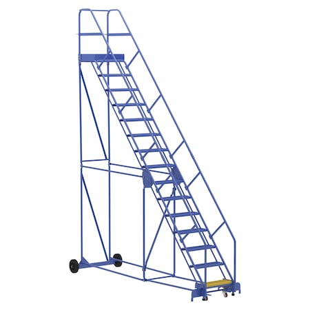 Vestil 186 H Steel Warehouse Ladder, 50 deg Grip, 15 Step, 21", 15 Steps LAD-15-21-G-EZ